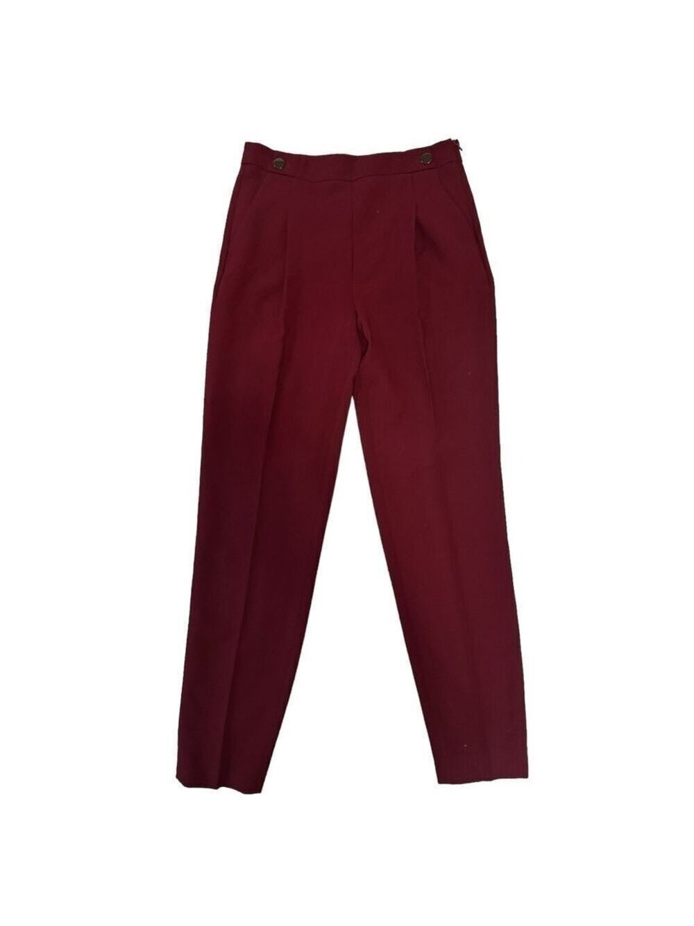 RW & Co Mid Rise Flat Front Cropped Ankle Length Burgundh Trousers Pants